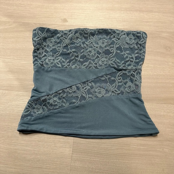 tiger mist blue lace tube top skirt set - Picture 3 of 6